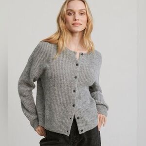 JENNI KAYNE Hayes Crewneck Cardigan in Grey size M Alpaca & Wool Blend
